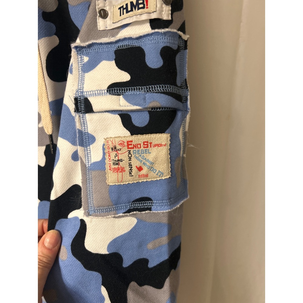 THUMB UNITED camo  Zip Up Hoodie Women Blue Gray Black White Casual Comfort Sz2x - Picture 9 of 12